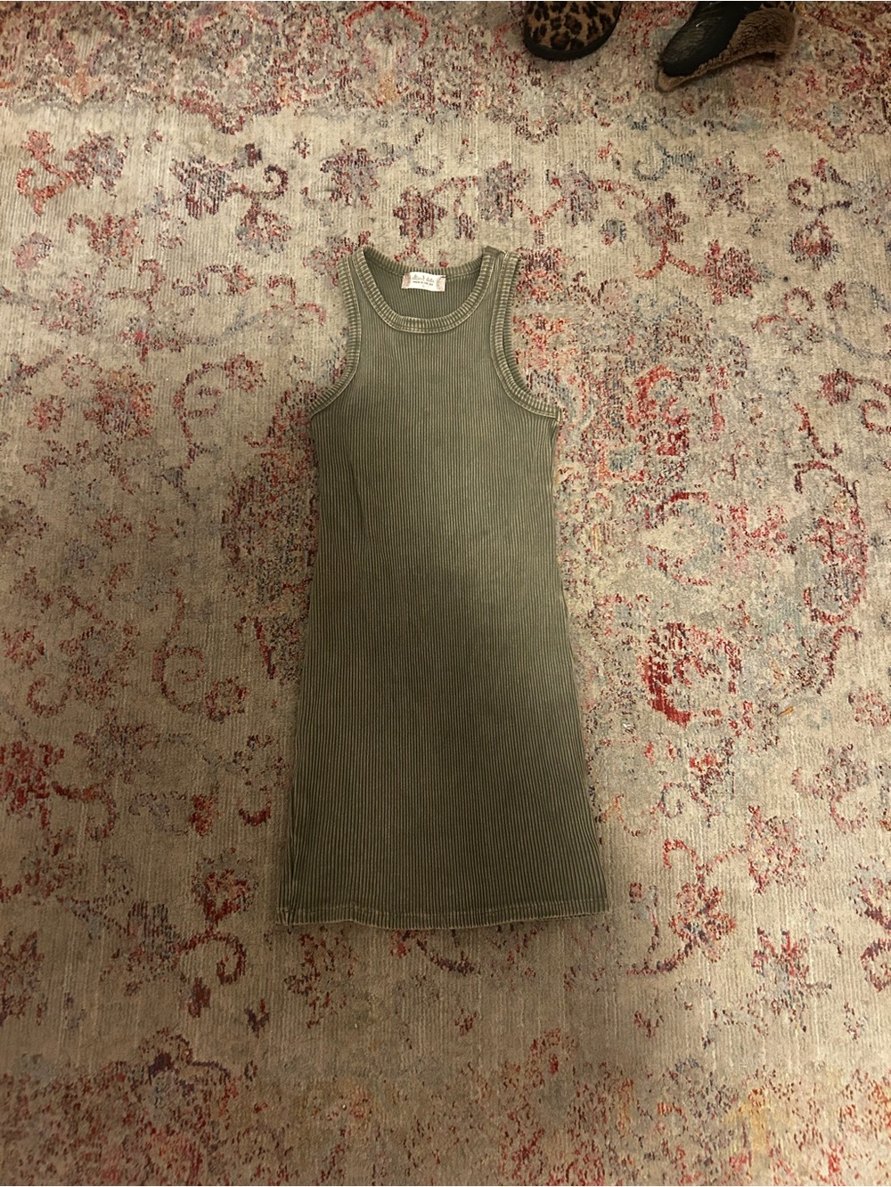 Ribbed Tank Dress - Olive Green